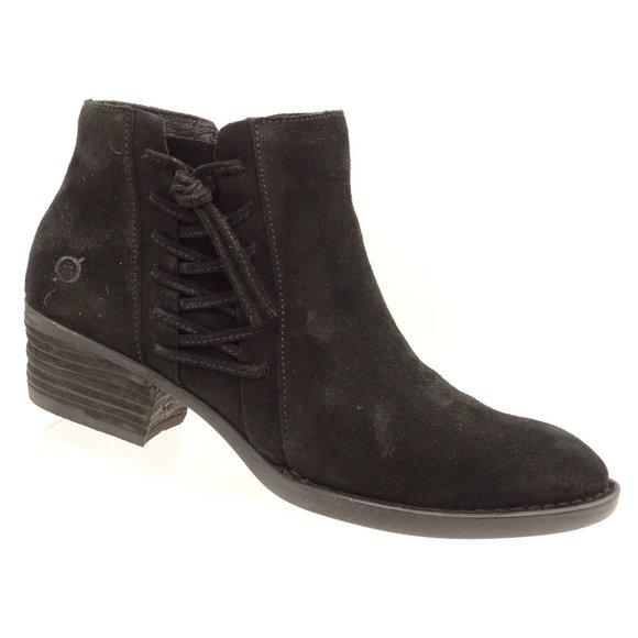 NWT BORN Bessie Ankle Boots Black Suede Leather - Picture 2 of 8